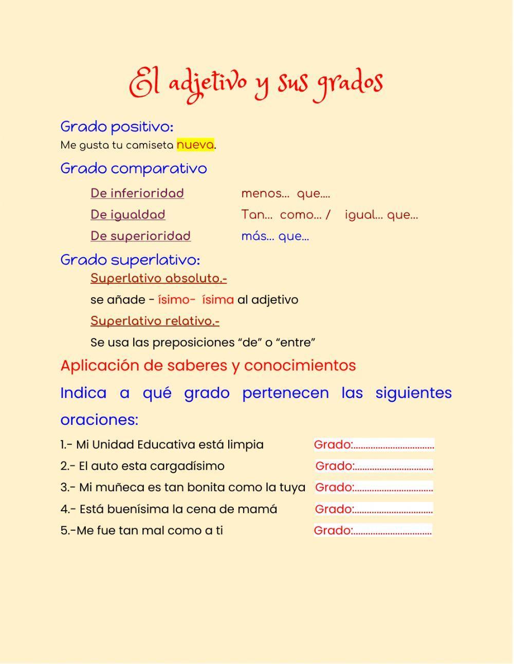 Adjetivo y sus grados