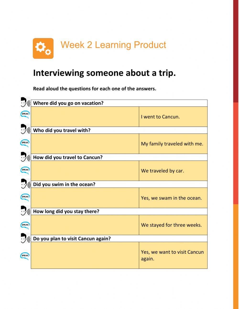 Interview about a trip