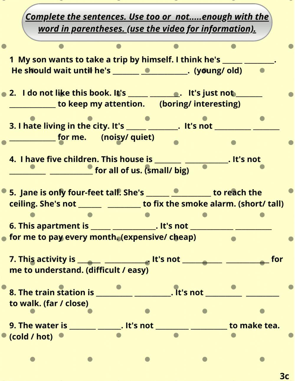 Grammar: Adverbs of degree ‘enough & too’