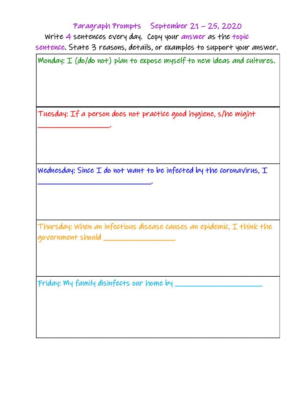 Coronavirus Writing Prompts 6