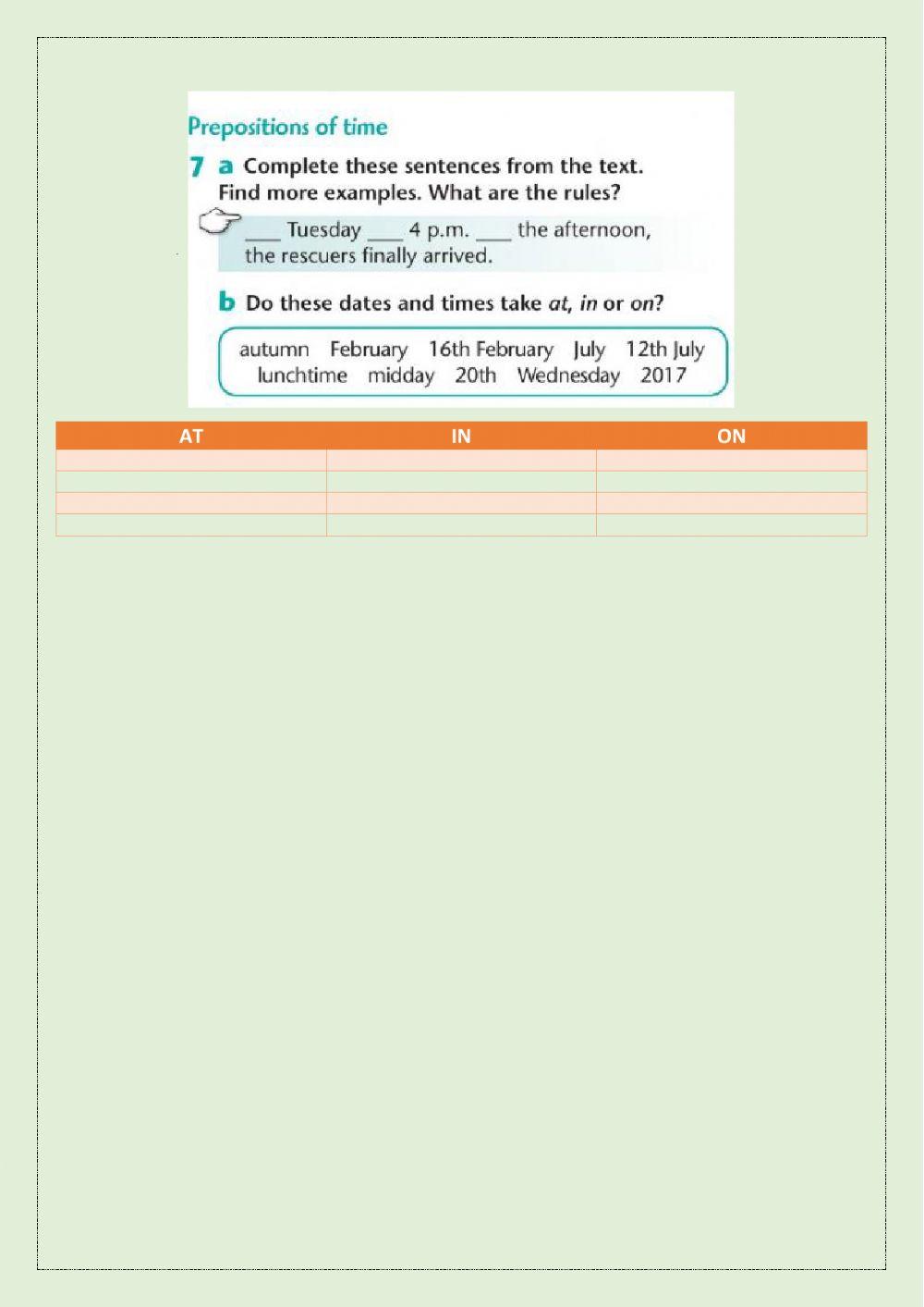 Past simple regular - activities