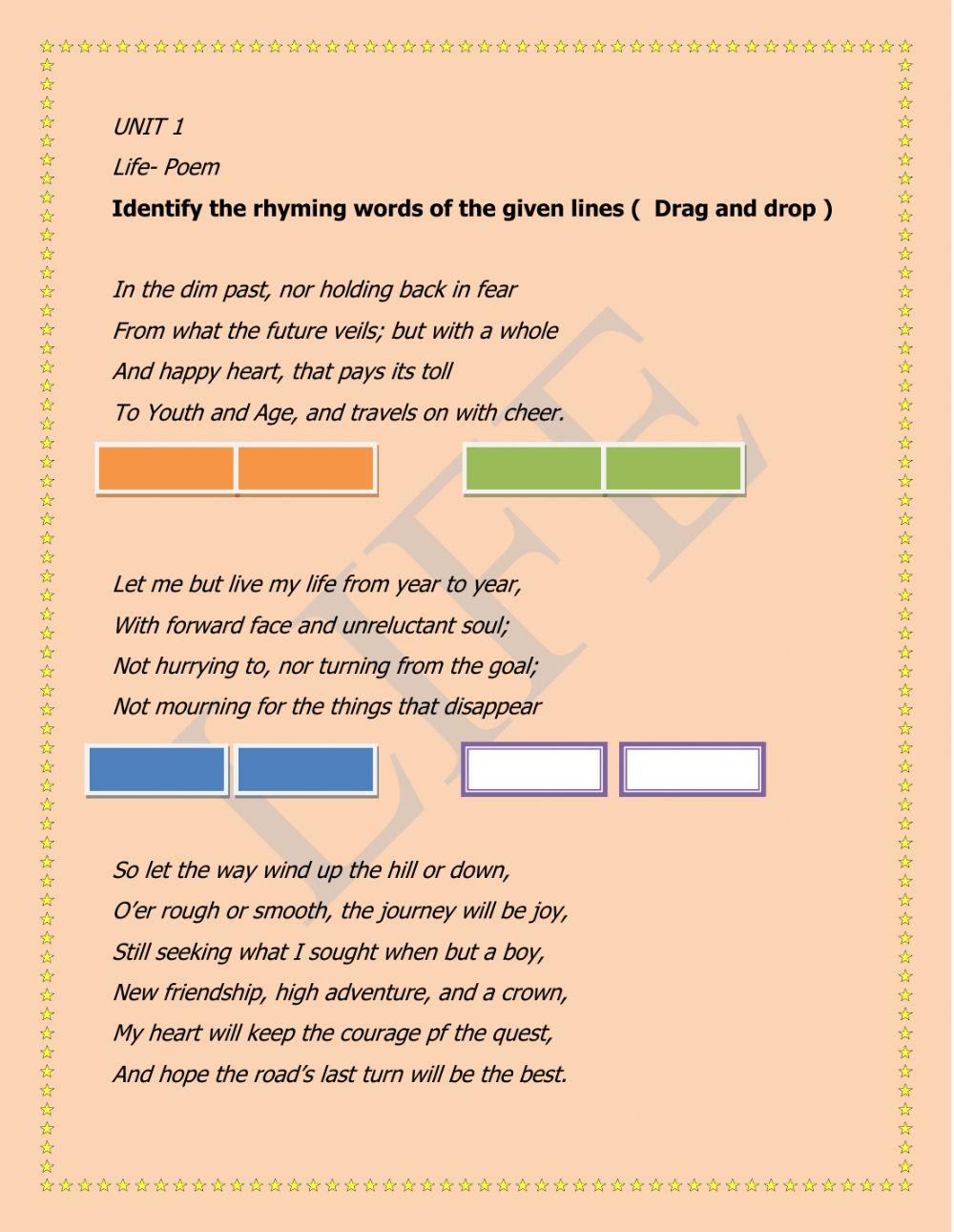 Rhyming words and rhyming scheme