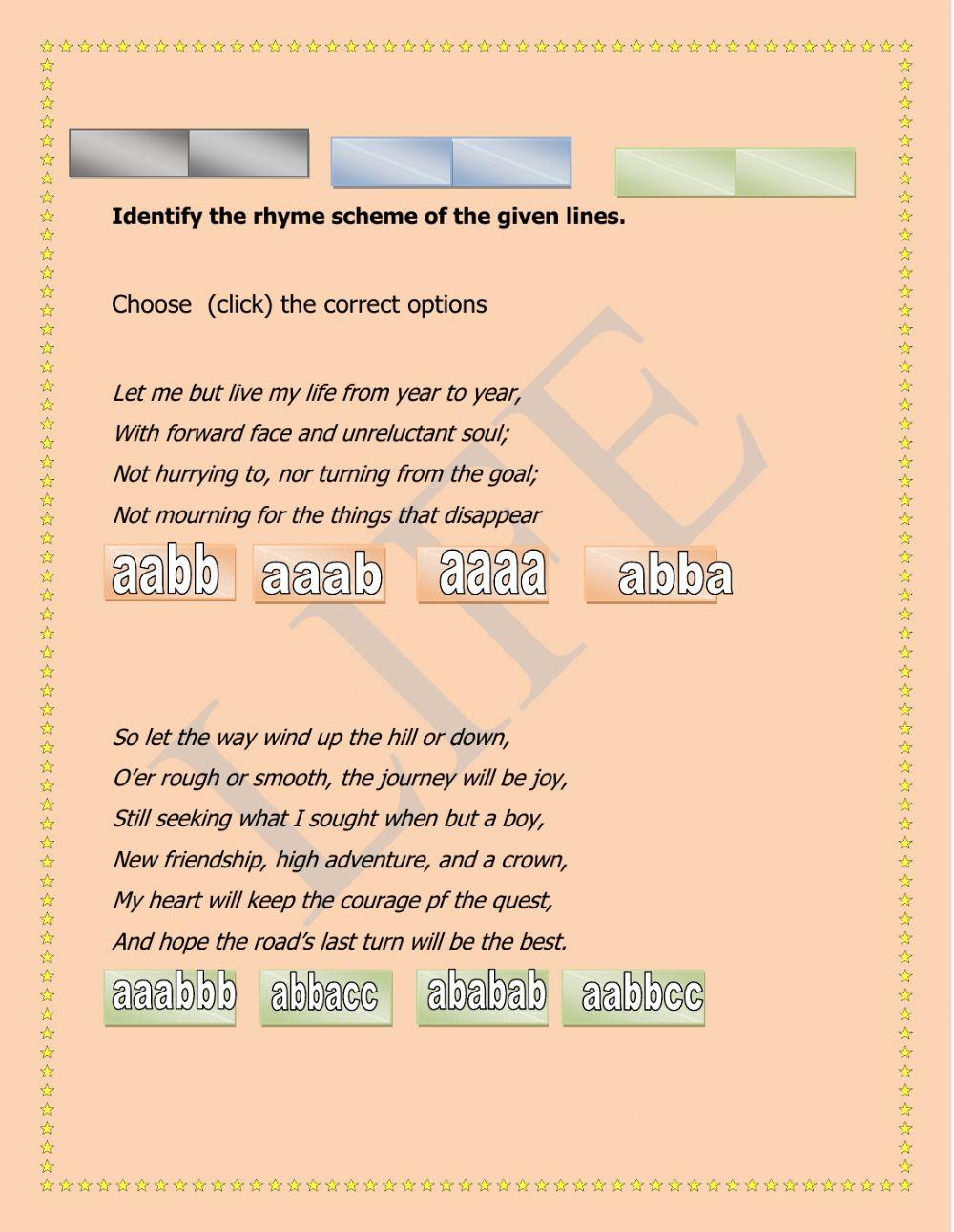 Rhyming words and rhyming scheme