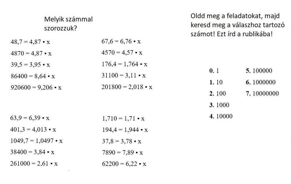 Tizedes tört szorzása 10