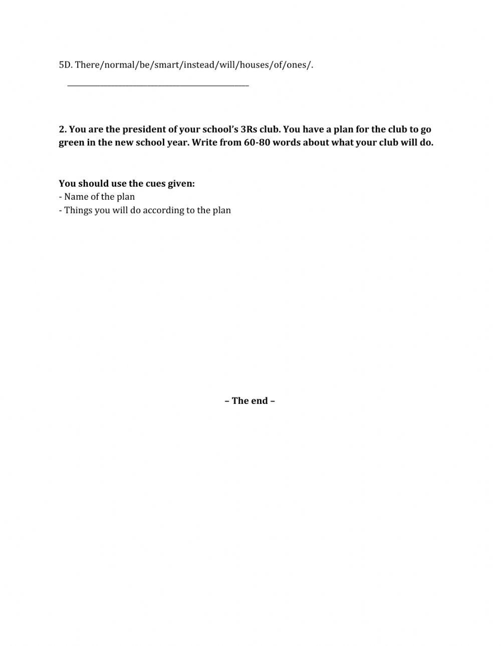 Lớp 6 - Unit 11 OUR GREENER WORLD-WRITING