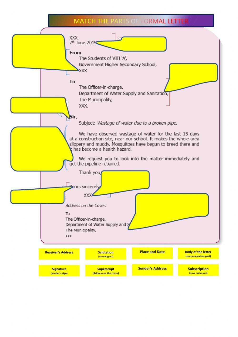 Letter writing - formal