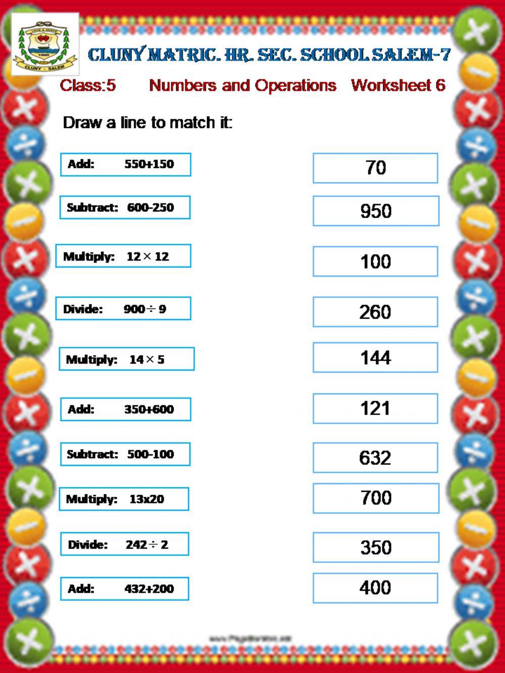 575586 | Class 5 MATHS Worksheet-6 | Clunysalem1