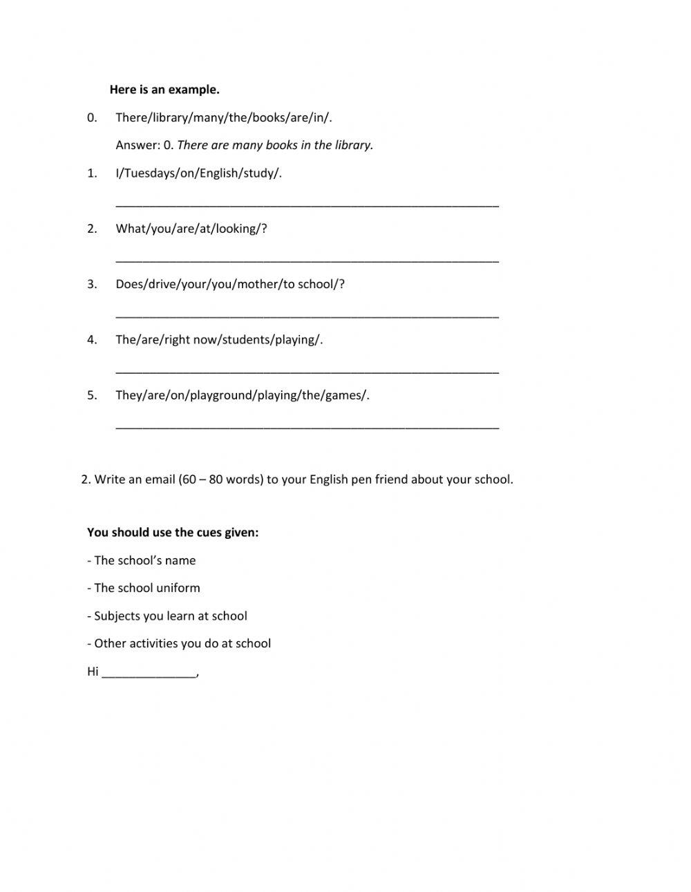 Lớp 6 - Kiểm tra 45 phút số 1 (Unit 1, 2)