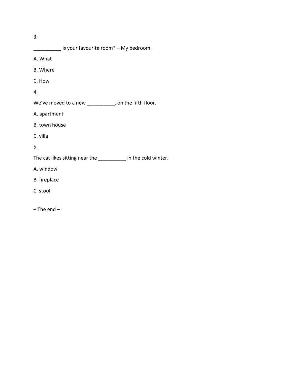 Lớp 6 - Kiểm tra 45 phút số 1 (Unit 1, 2)