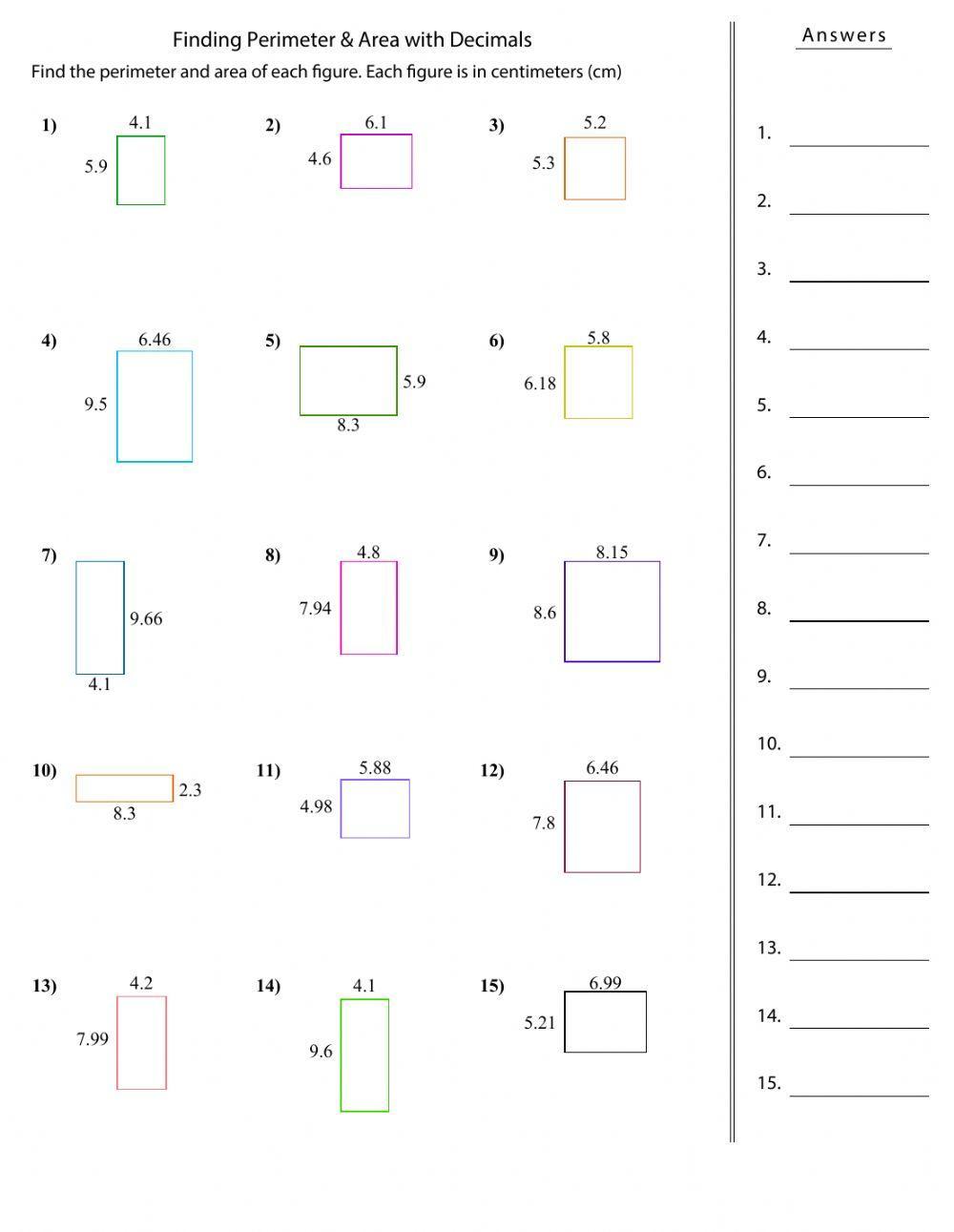 Area of squares and rectangles Area of squares and rectangles