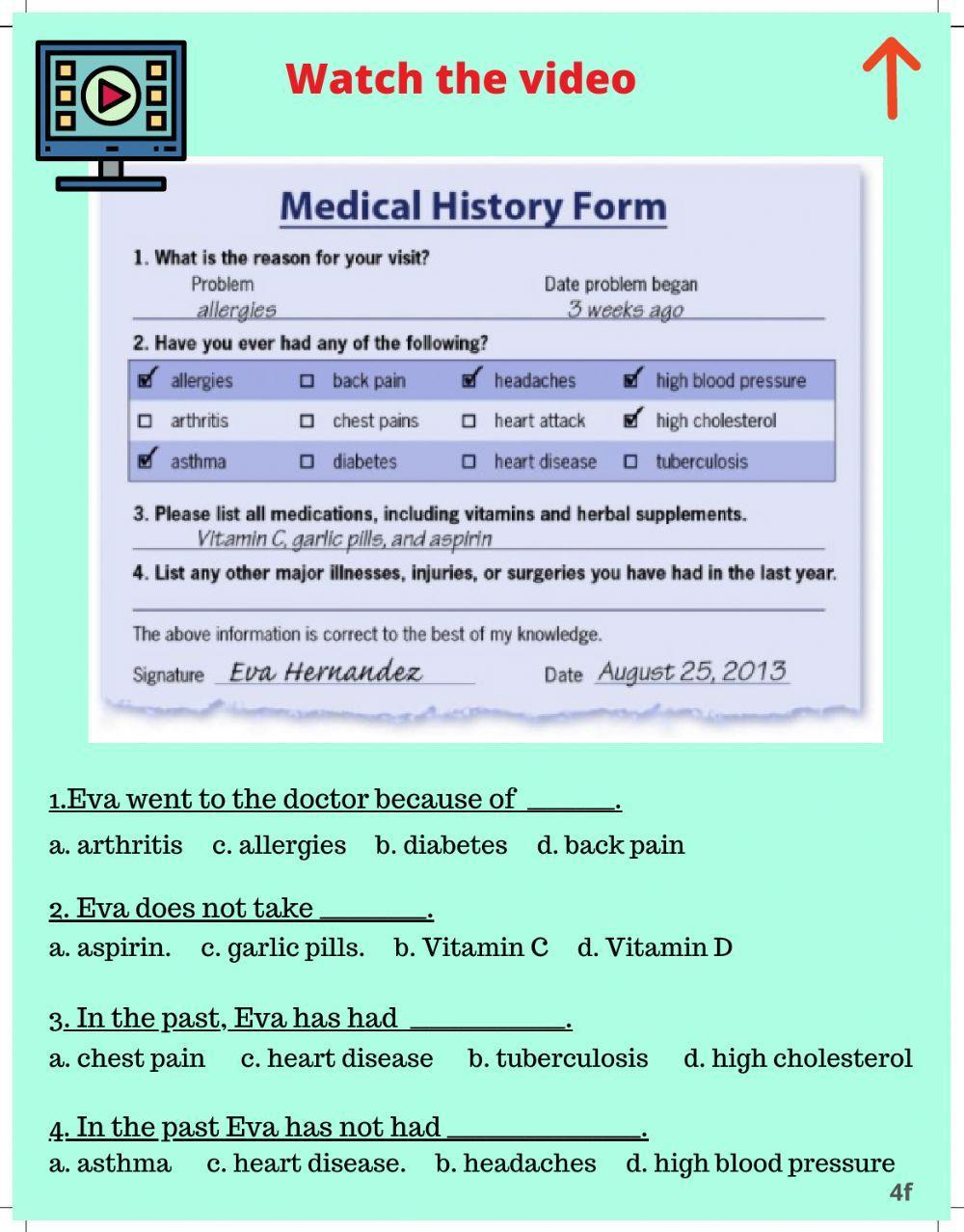 Reading-Vocabulary: Health Forms