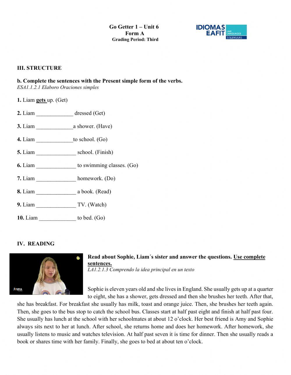 Go Getter1 - Bimestral Unit 6