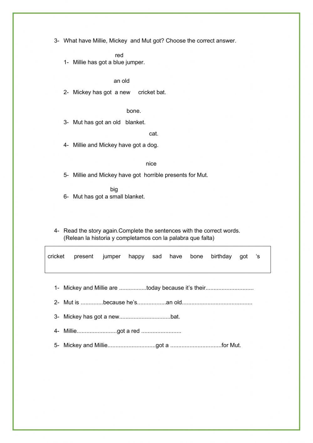 Reading comprehension