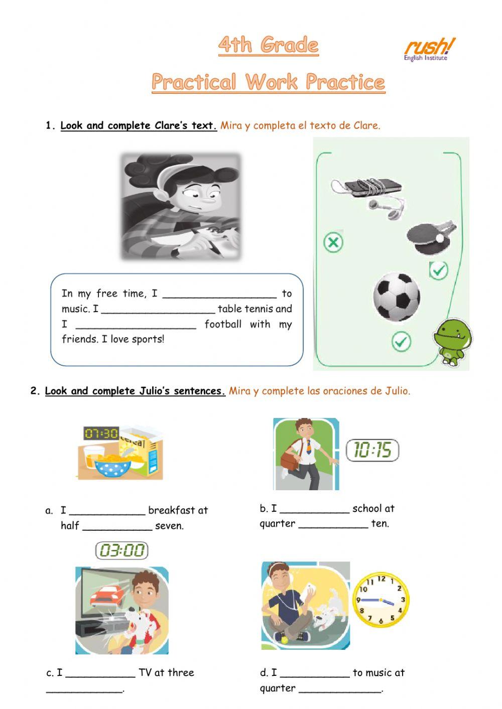 4th Grade Practical Work Practice