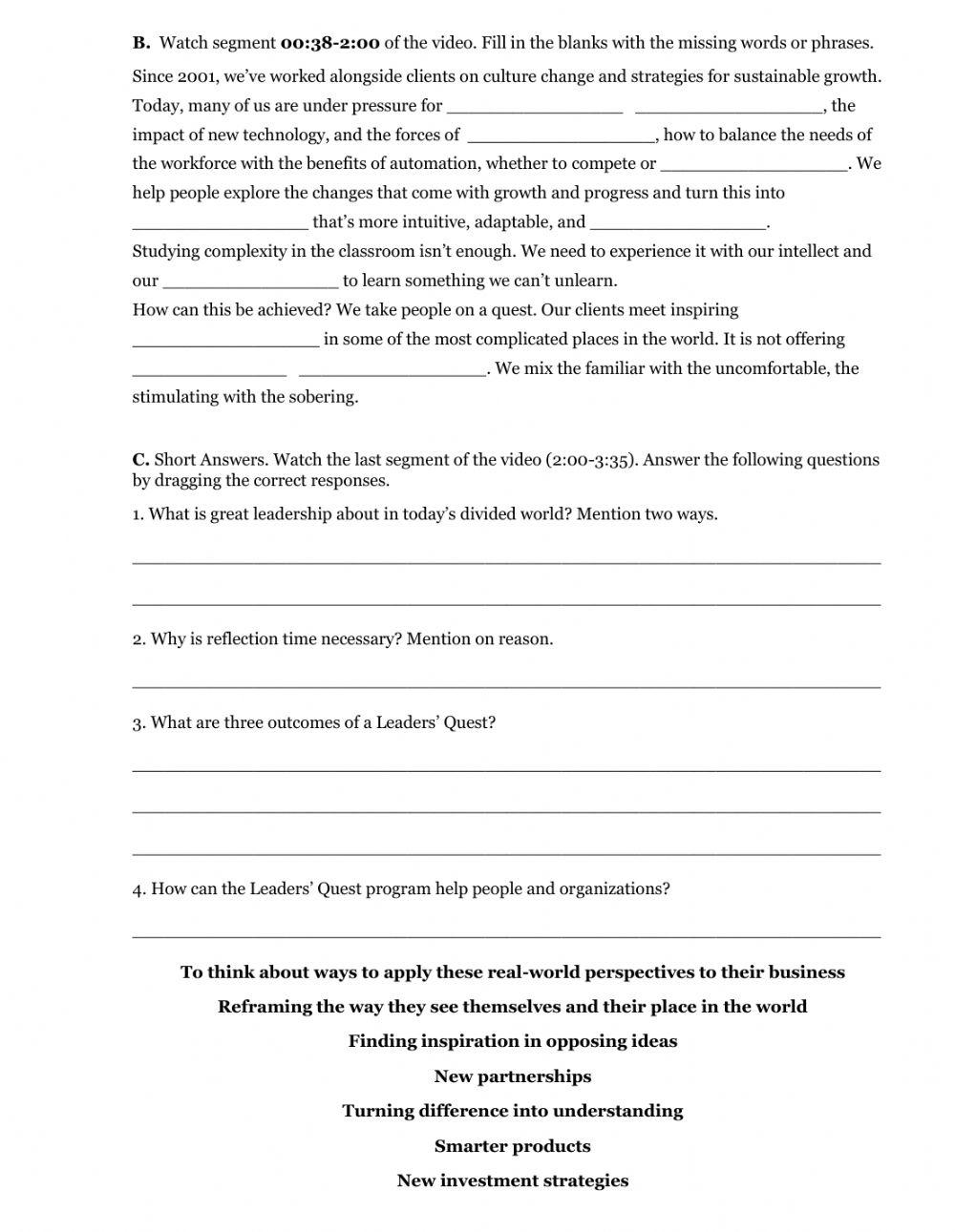 Leaders' Quest Video Activity2