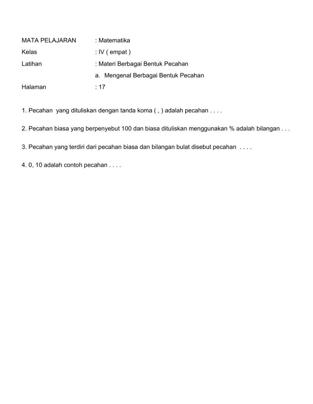 Latihan Matematika Kelas 4