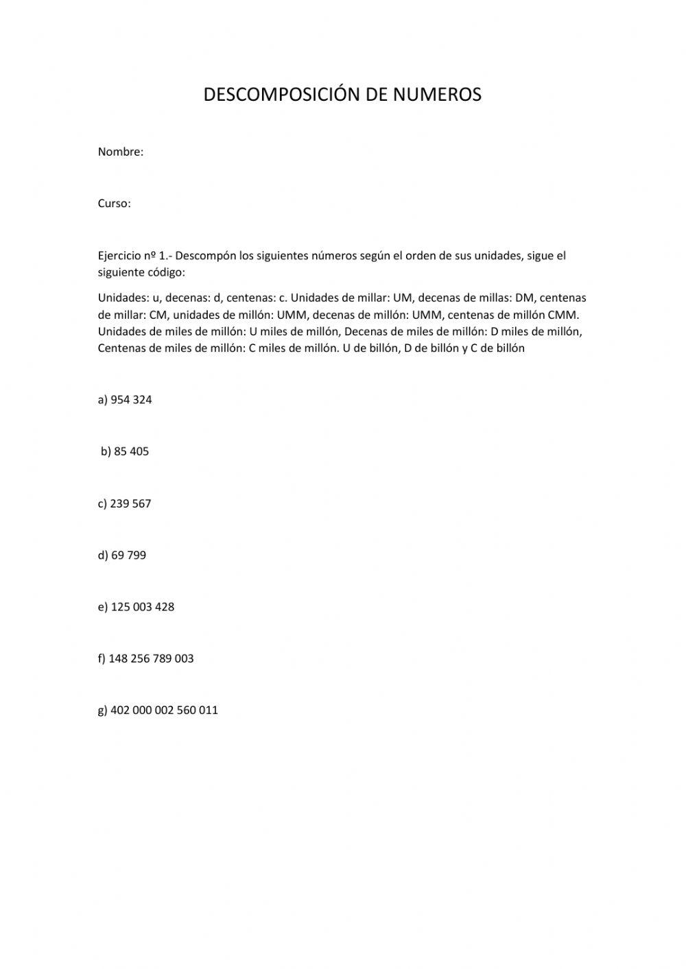 Descomposición de números grandes