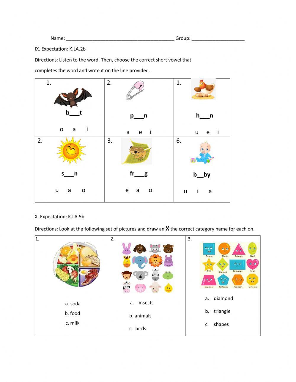 Kindergarten PRE-POST TEST PART 4
