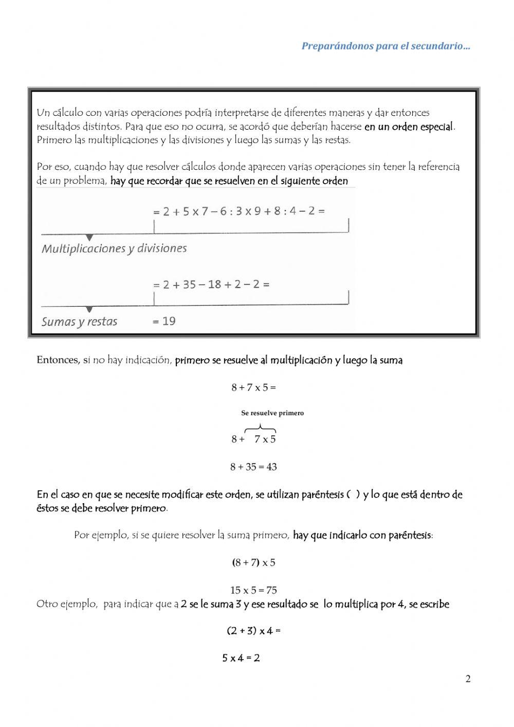 Jerarquía de cálculos