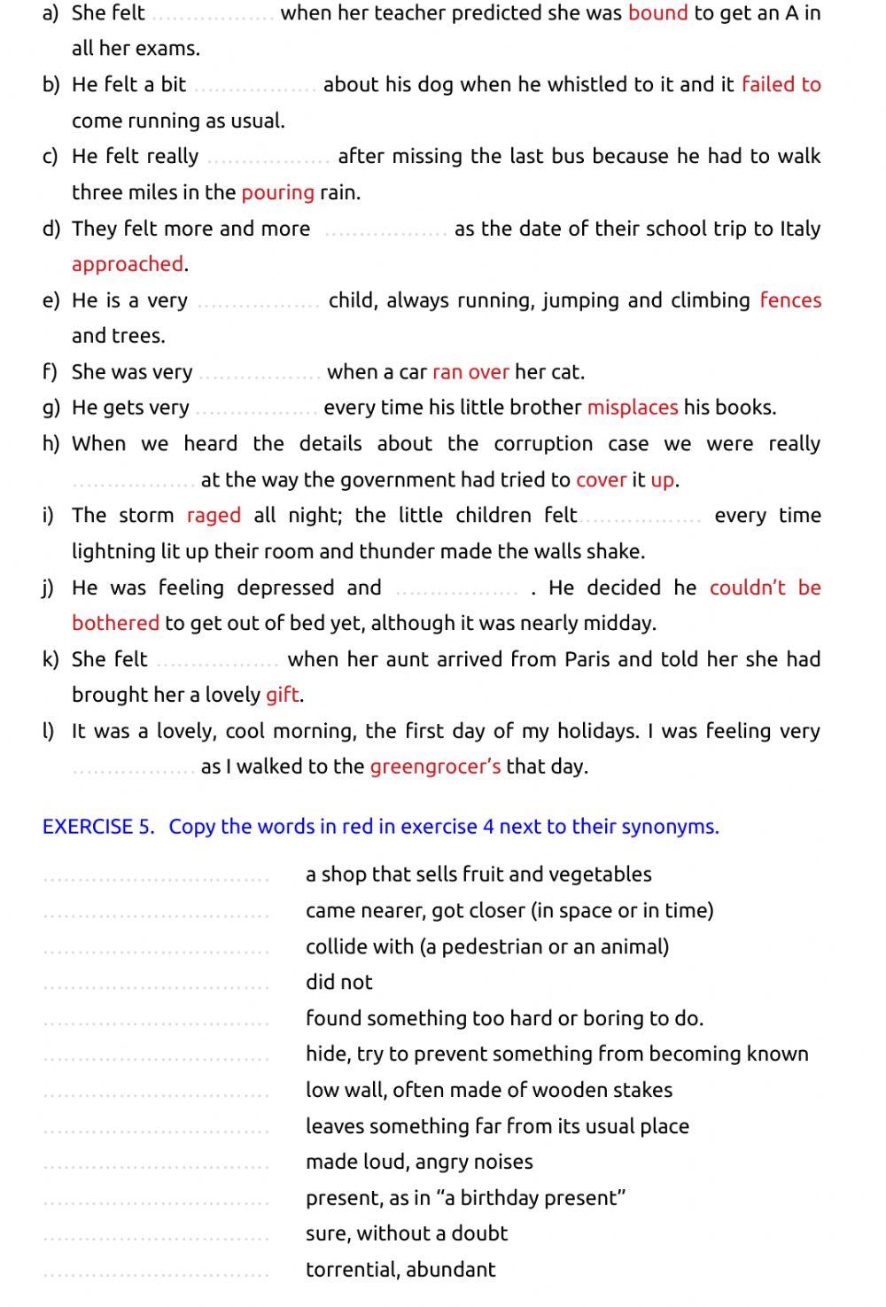 Vocabulary: feelings