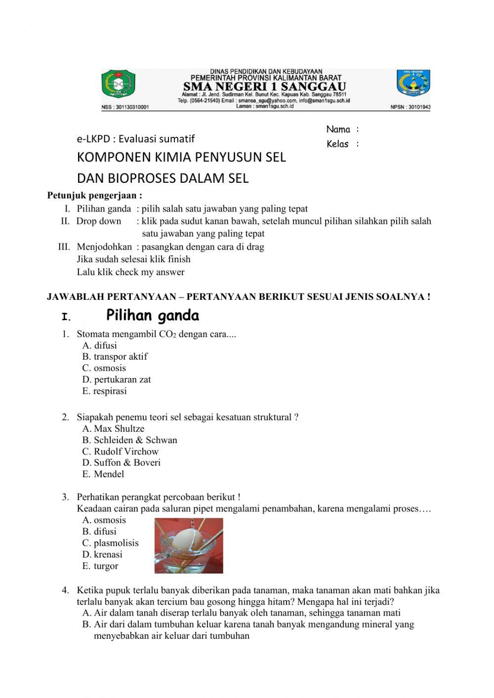 Komponen kimia sel & bioproses