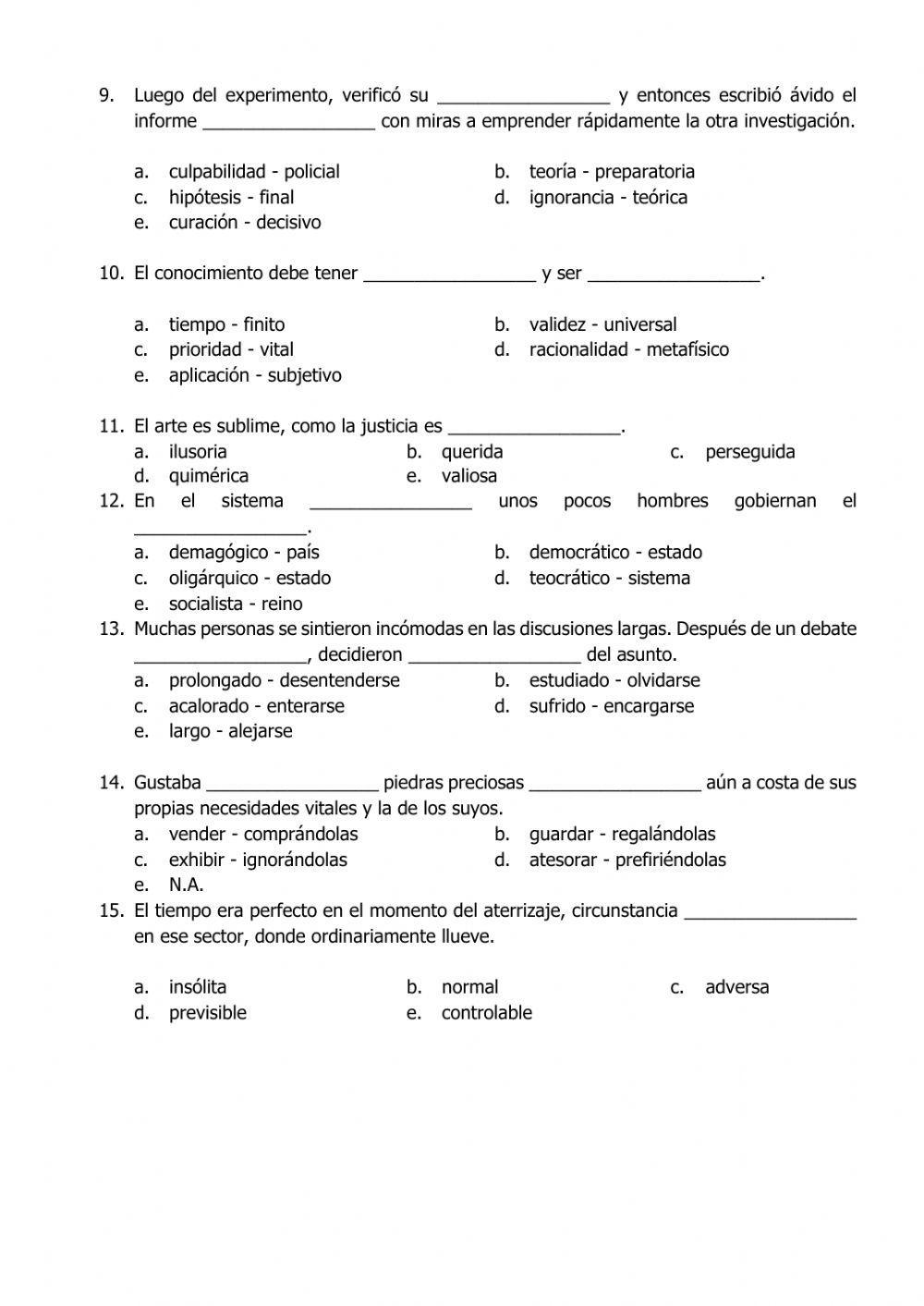 Oraciones incompletas