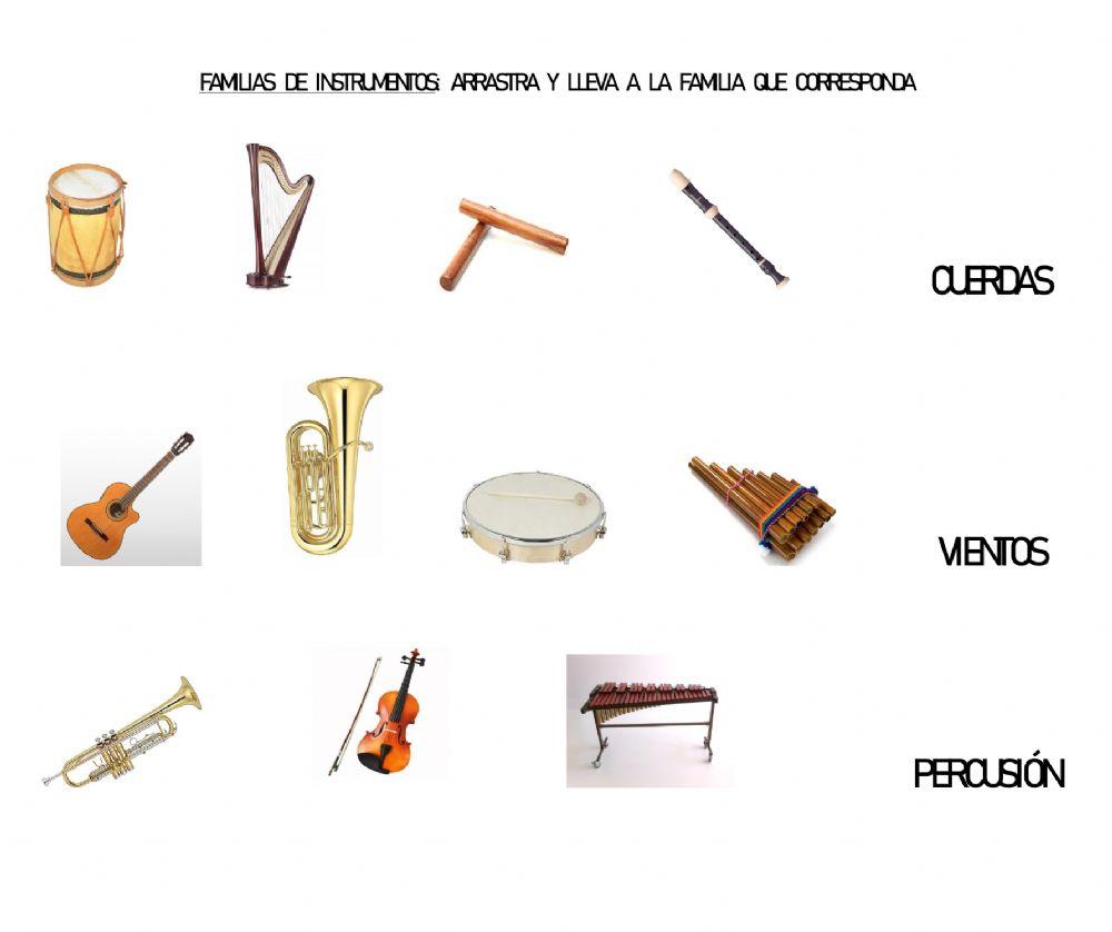 Clasifica las familias de instrumentos