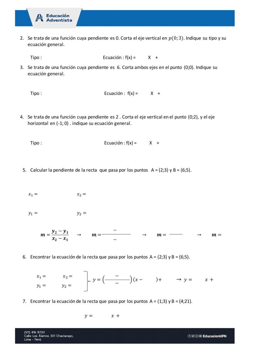 FUNCIÓN LINEAL, AFÍN Y CONSTANTE