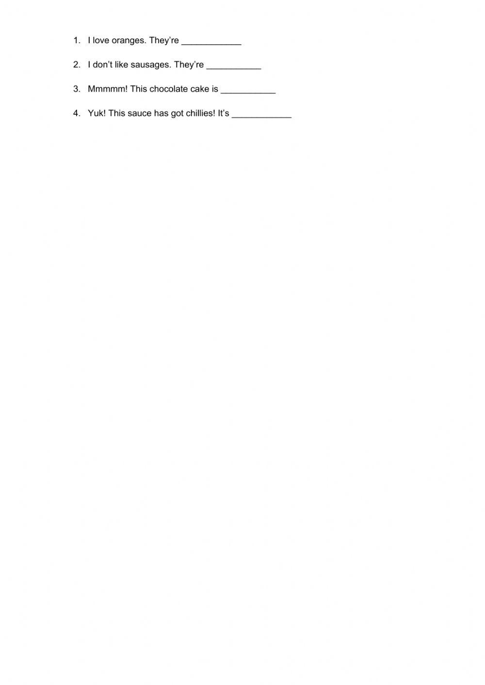 Foods adjectives (Unit 4)