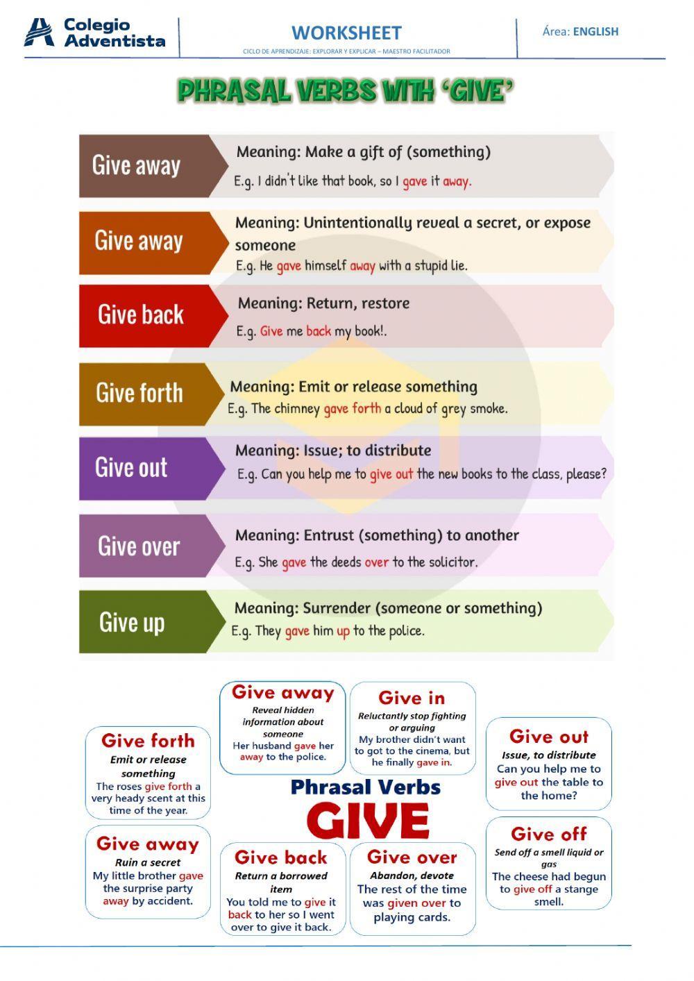 Phrasal verbs with away. Фразовый глагол give. Give off Фразовый глагол. Фразовый глагол give Worksheets. Phrasal verbs в английском языке.