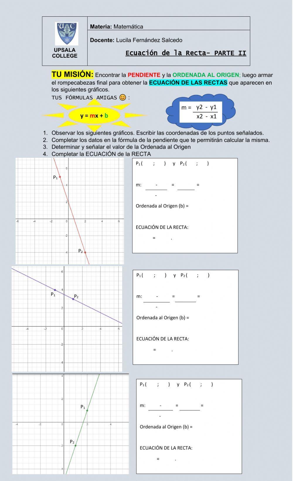 Ecuación de la recta