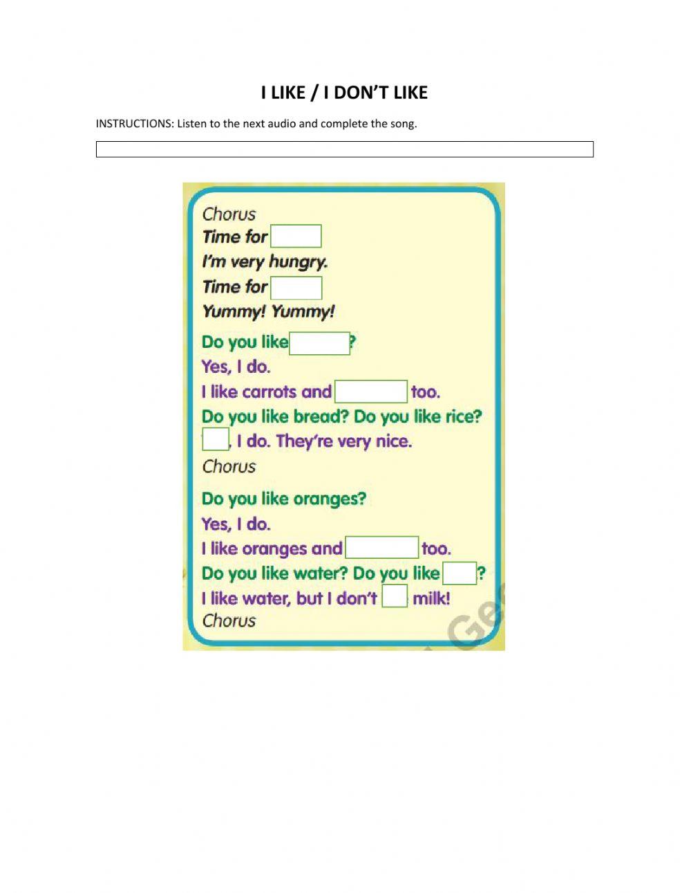 Food song A1.3 Biology Diagrams