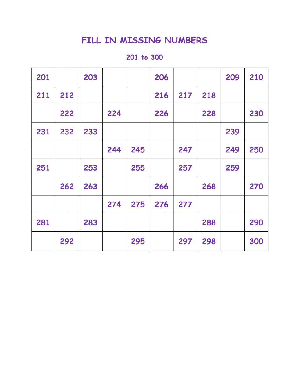 fill-in-the-missing-numbers-201-to-300-worksheet-live-worksheets