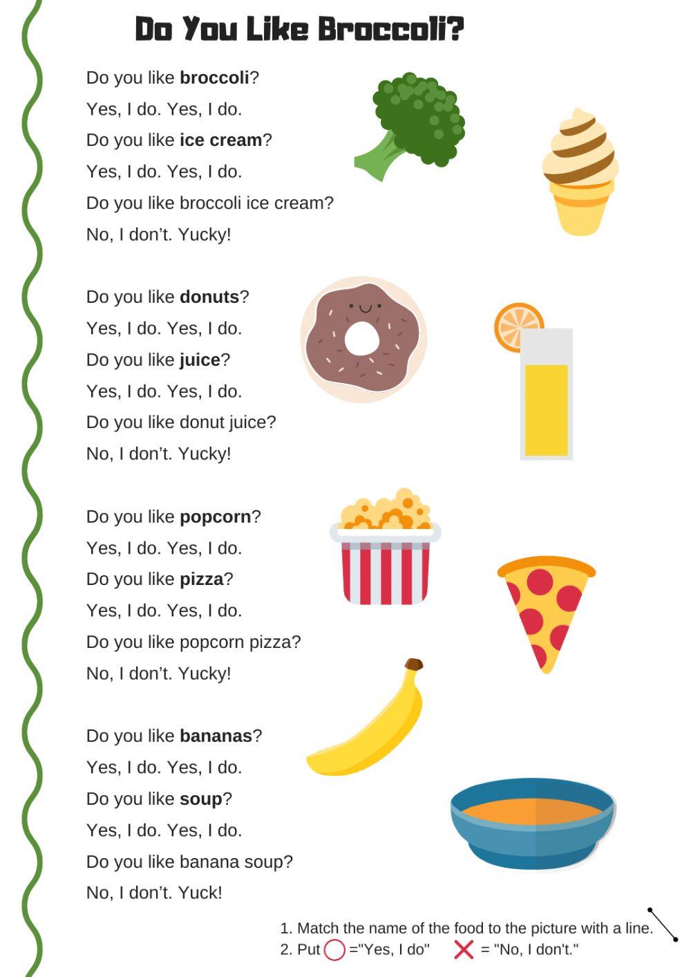 Do you like broccoli ice cream online exercise for live worksheets