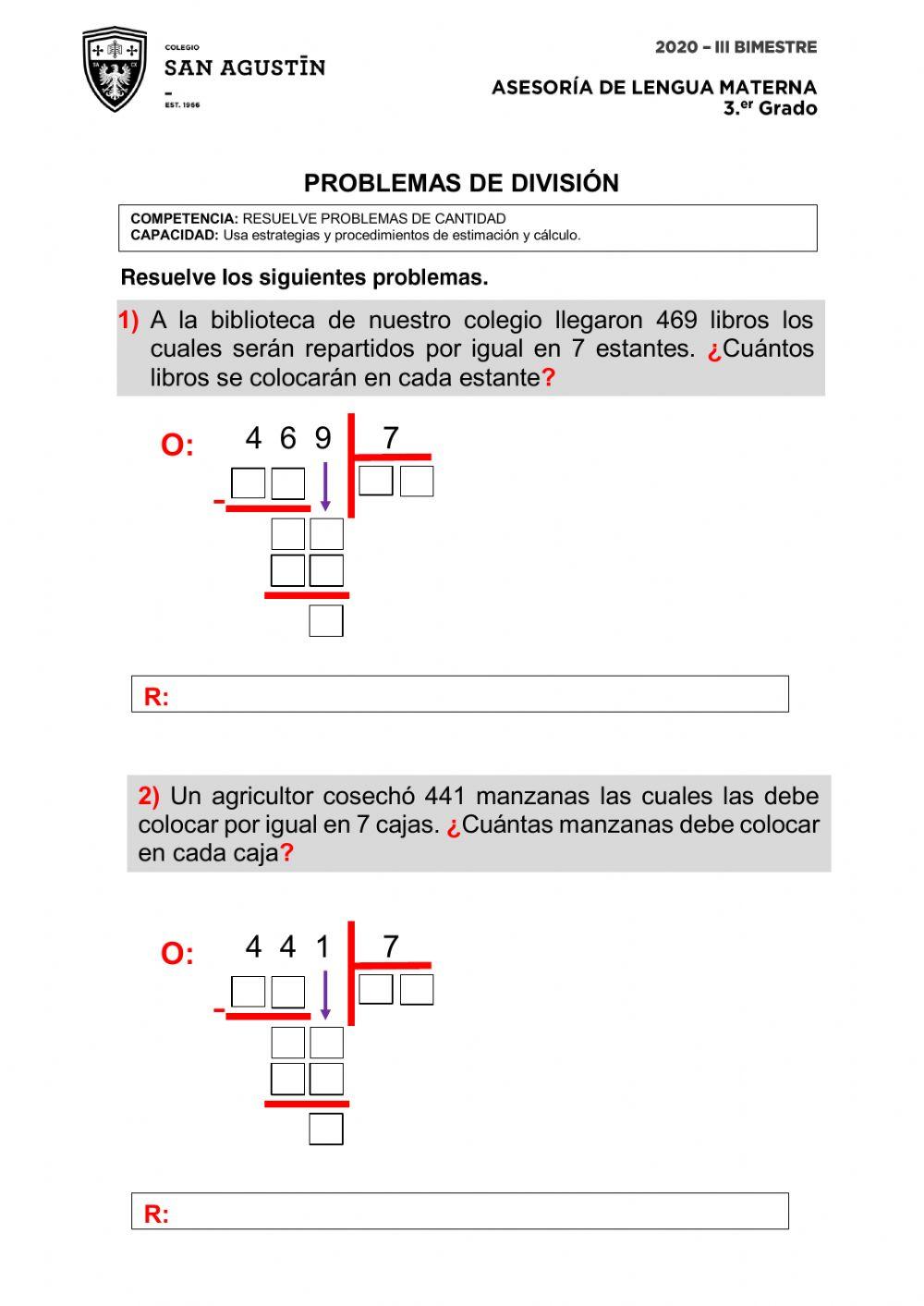 Problemas de división
