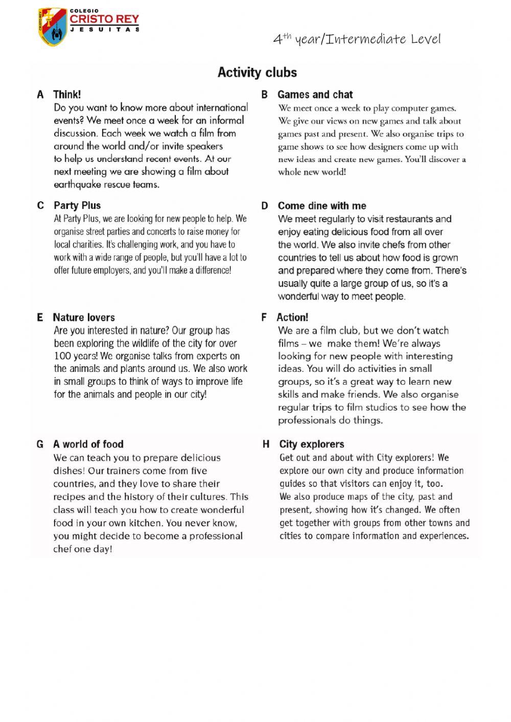 reading practice-level B1-4th year