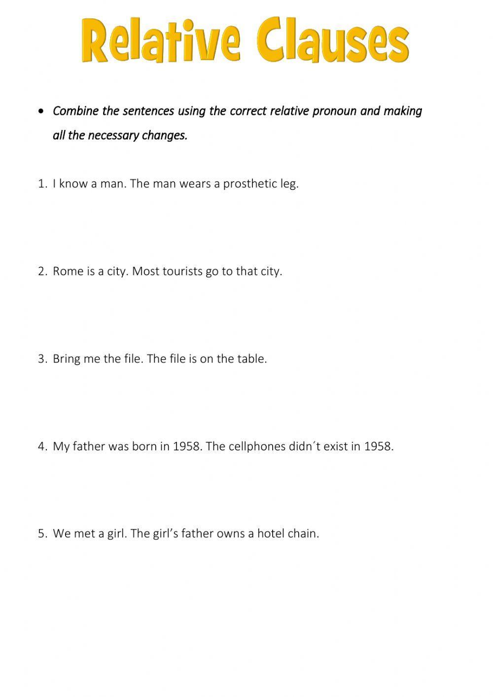 Relative clause 356785 missroxana Live Worksheets