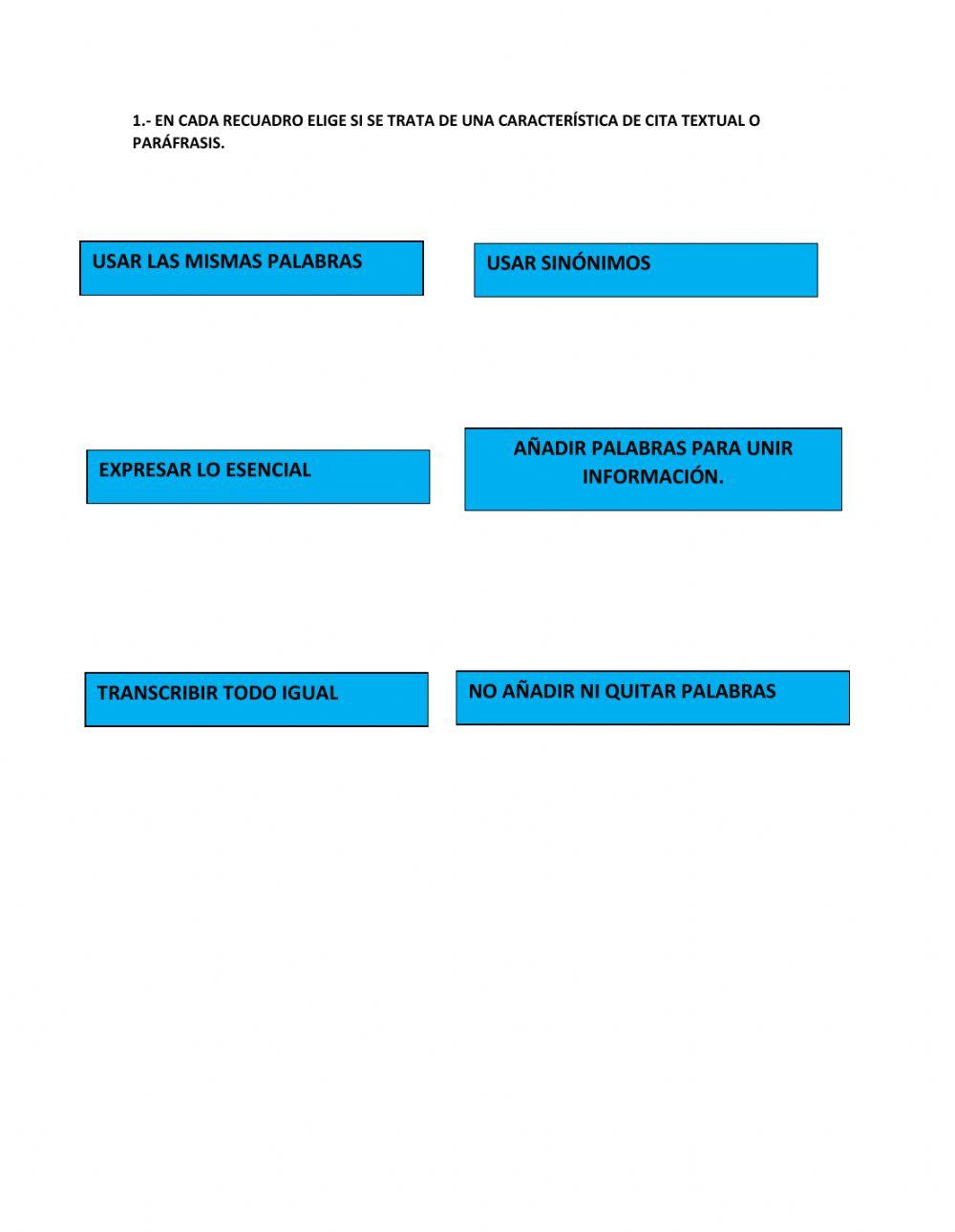 Cita textual o parafrasis