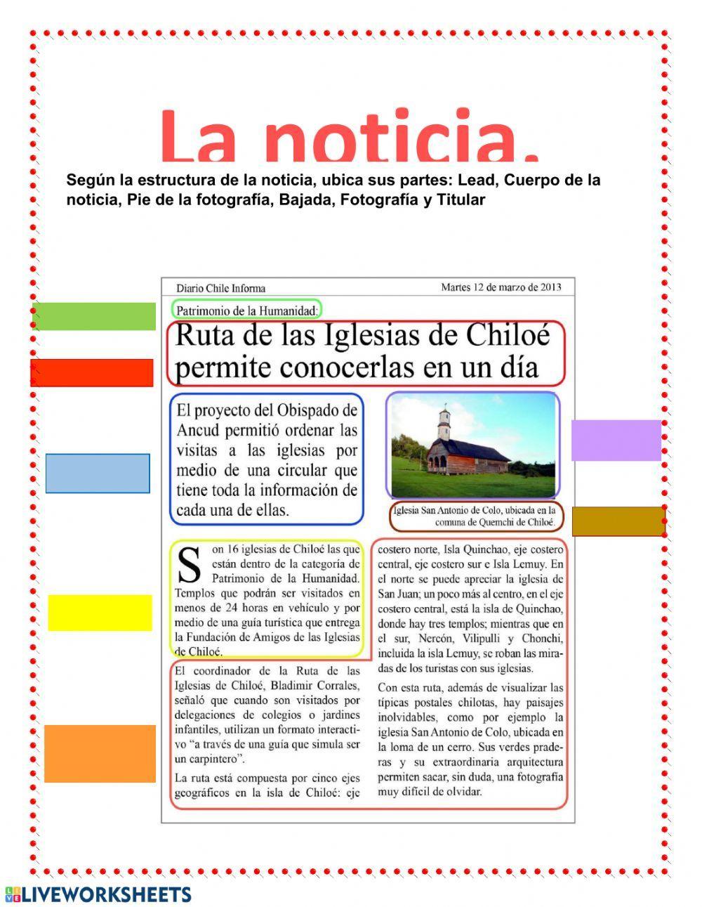 Estructura de la noticia worksheet Live Worksheets Estructura de la noticia worksheet Live Worksheets
