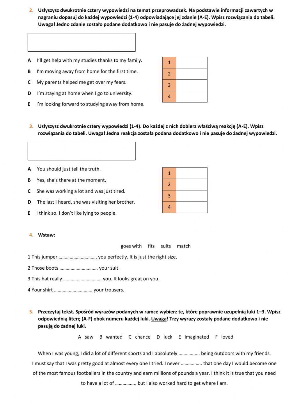 E8 U1 Człowiek Exam Skills
