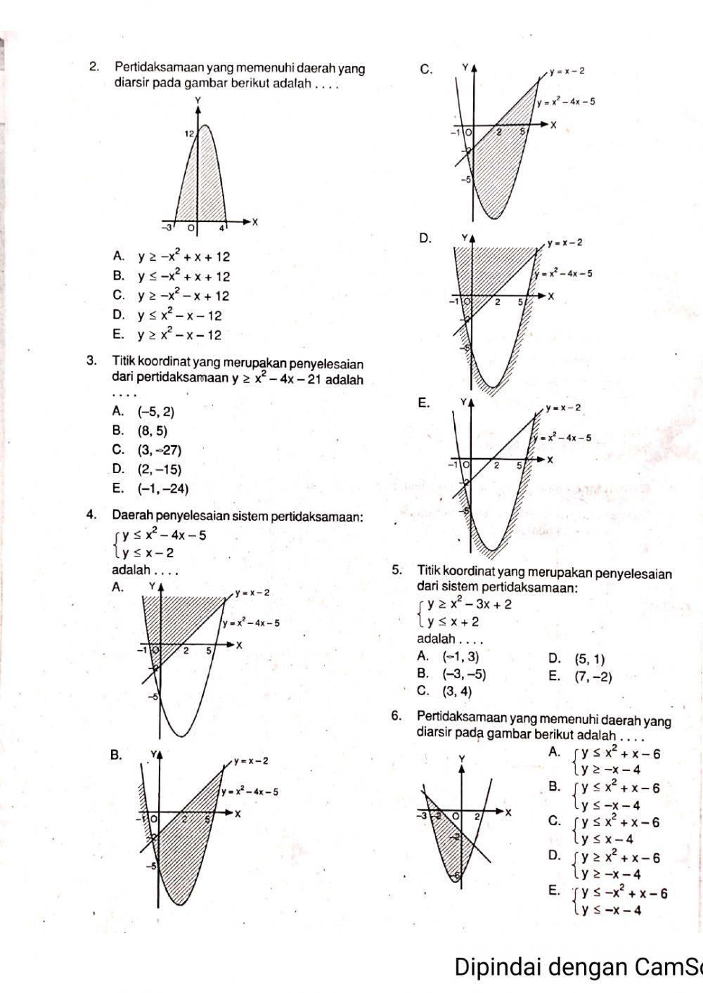 Pertidaksaman Linier dan Kuadrat