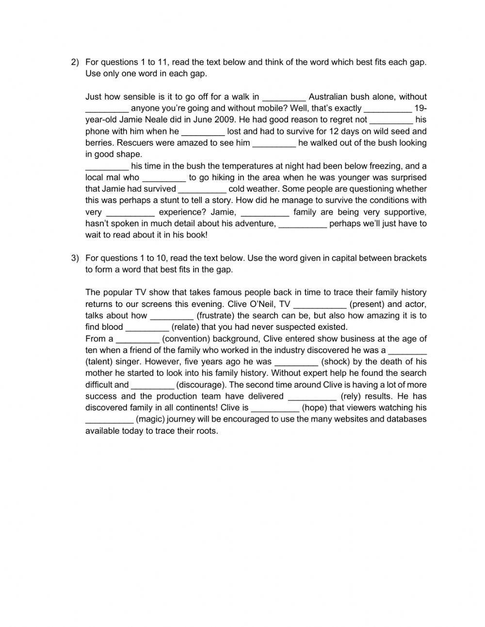 First Certificate Mock Exam