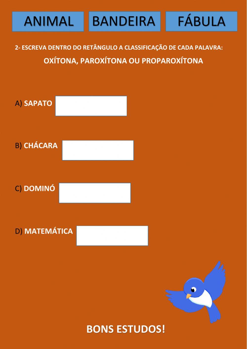 Oxítona, paroxítona e proparoxítona