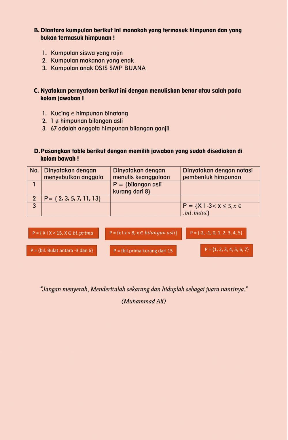 Konsep dan penyajian himpunan