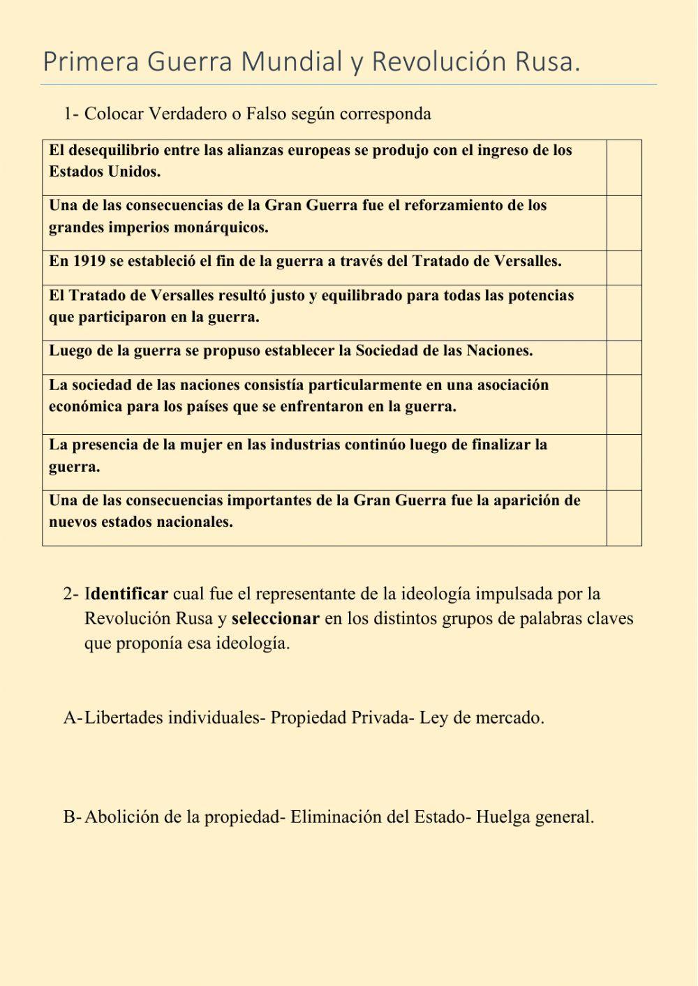 Primera guerra mundial y Revolución Rusa