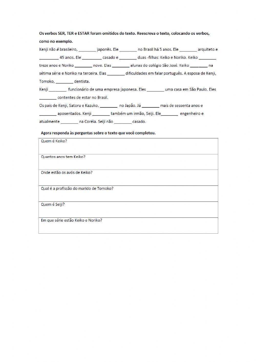 APRESENTAÇÃO COM OS VERBOS: SER TER ESTAR