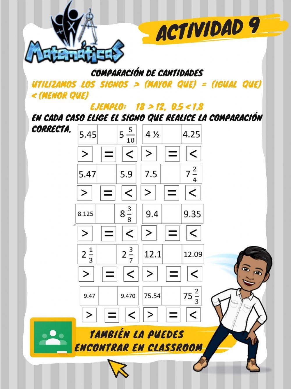 Comparación de cantidades