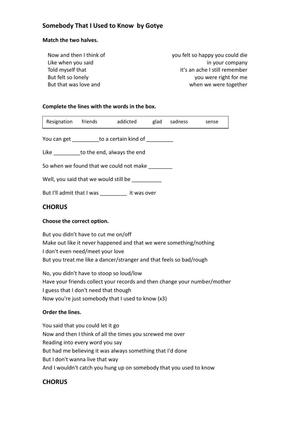 Somebody that I Used to Know