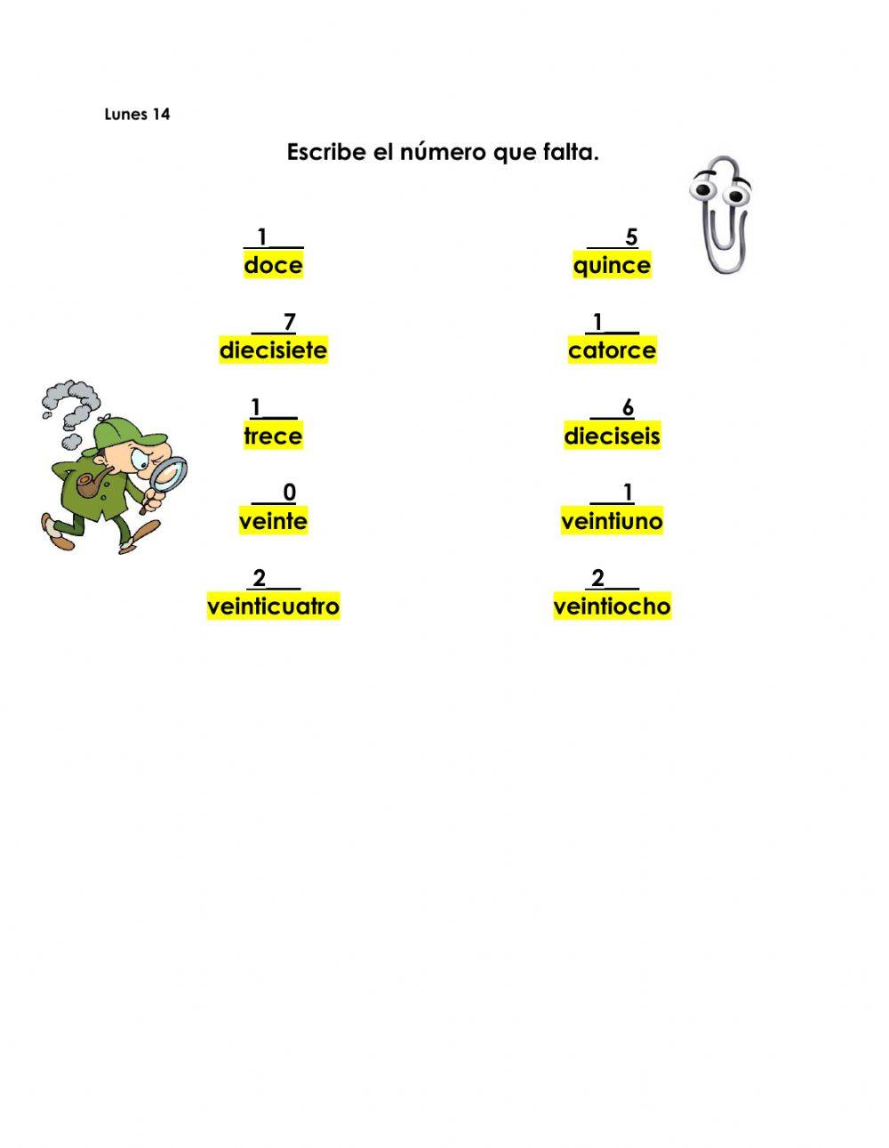 Completa los Números