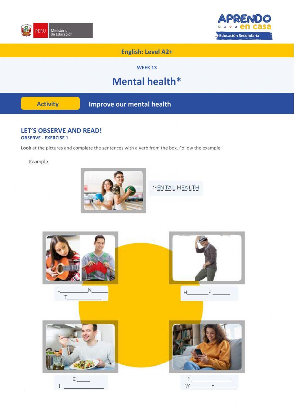 Activity 1 week 13 mental health